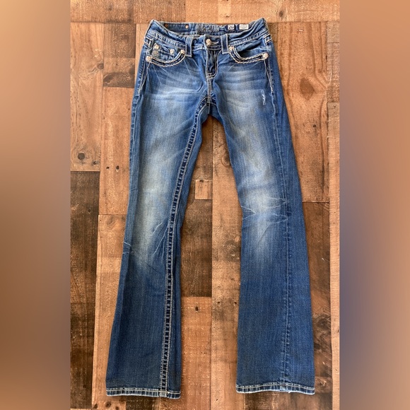 Miss Me Bootcut Jeans Size 26 Embellished Pocket Mid Rise Stretch Denim - Picture 14 of 15